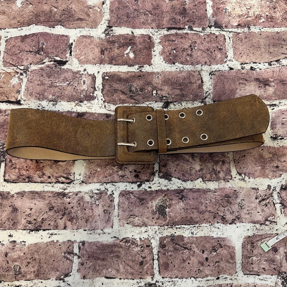 Women's Genuine Leather‎ 2 in Wide Waist Belt Brown Double Buckle S30399 Medium - Picture 3 of 11